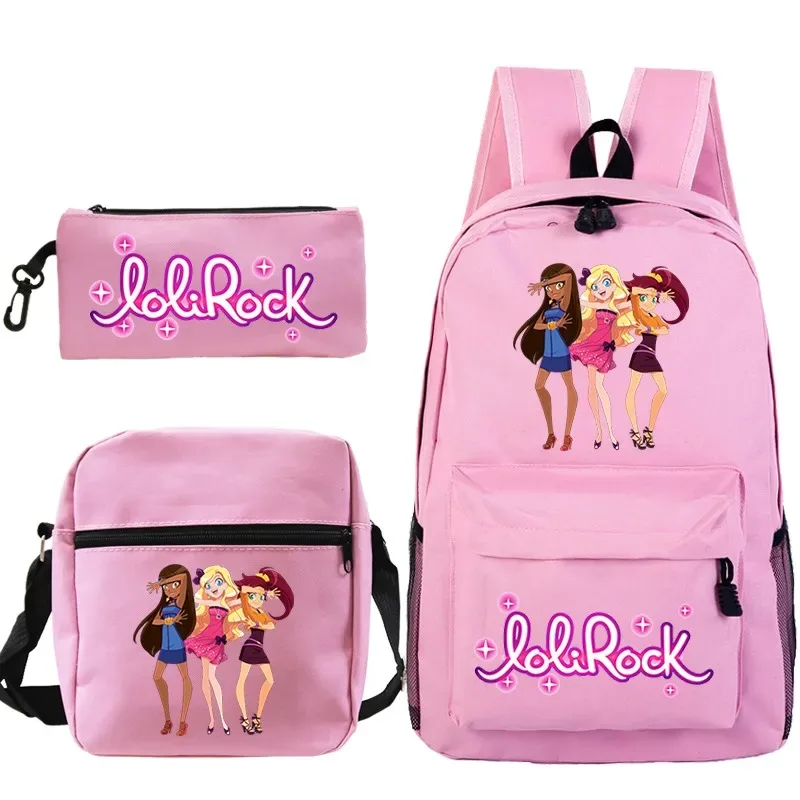 ensemble de sac à dos lolirock mignon pour garçons et filles, sacs d'école animés, sac à dos de voyage pour hommes et femmes, cadeau pour adolescents, 3 pièces