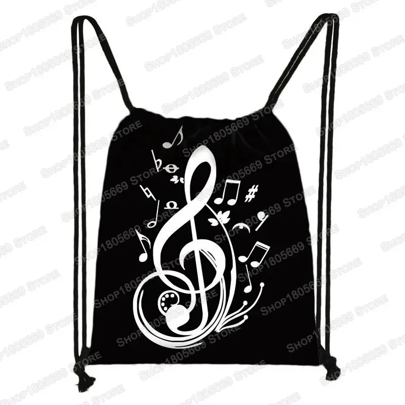notes de musique imprimer sac à dos battement ecg femmes cordon sac en plein air grande capacité sac de rangement pour chaussures de voyage porte-cadeau
