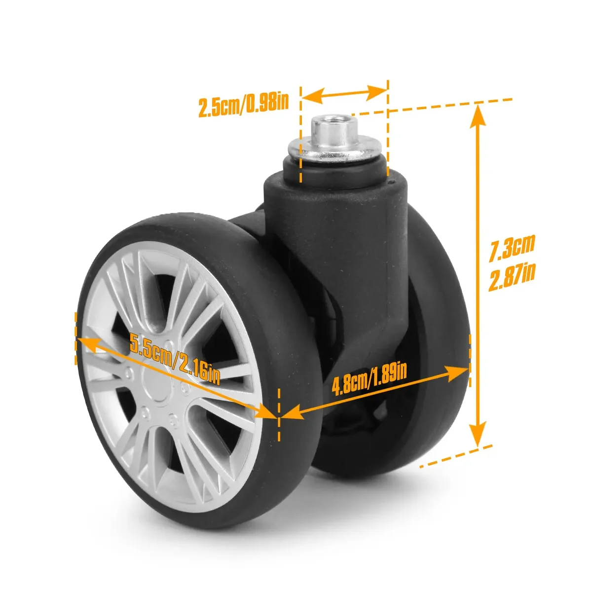 GUGULUZA 2 pièces STLN-5 chariot roulette bagages roues de remplacement valise de voyage roue Double rangée 360 ° Roulettes de réparation Spinner