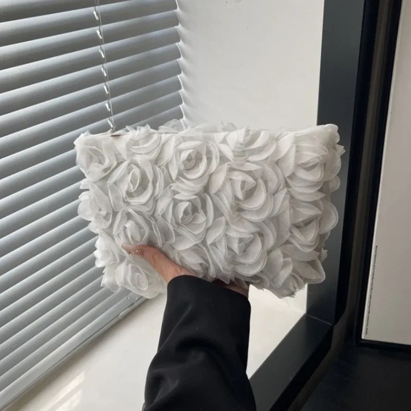 sac de maquillage portable noir pour femmes, grande capacité, dentelle blanche, fleurs, pochette cosmétique, sac à main pour dames, sac de rangement de toilette de voyage