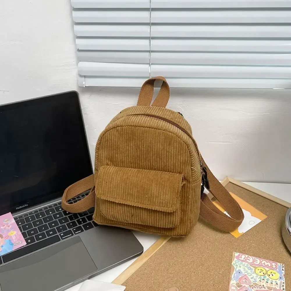 mini sac à dos tendance en velours côtelé de couleur unie, léger, pour voyage, en dacron, petits sacs à dos d'extérieur