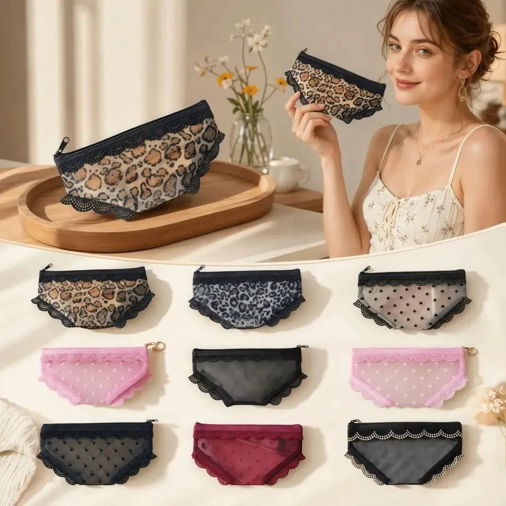 nouvelle trousse de toilette transparente y2k en maille dentelle motif cœur, pochette de rangement cosmétique pour voyage