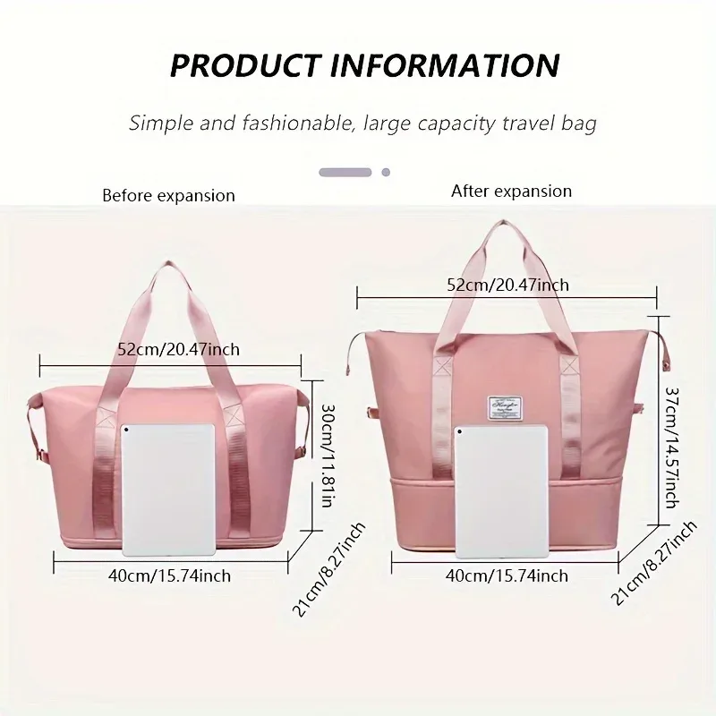 sac de sport et de voyage grande capacité pour femme en nylon, sac à main léger et polyvalent, style décontracté