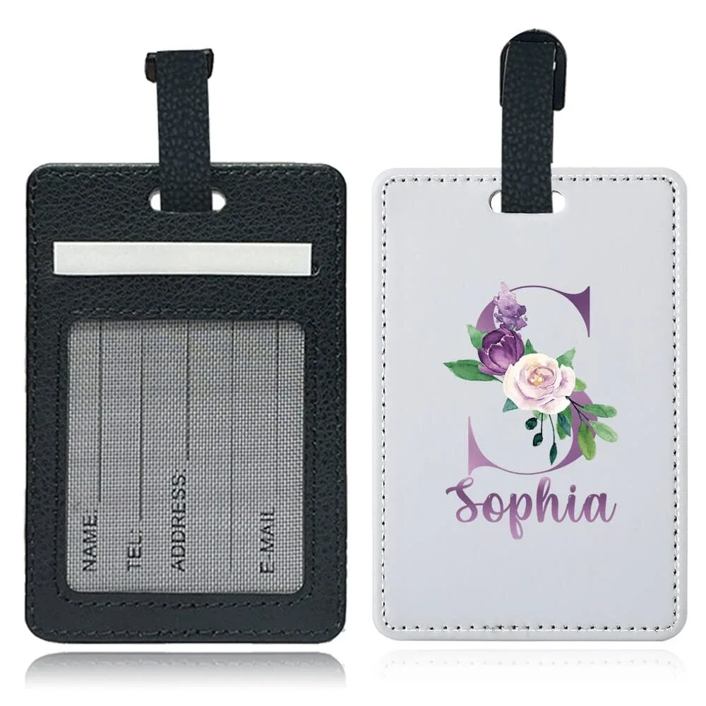 étiquette de bagage personnalisée en pu avec nom, porte-identifiant pour avion, porte-adresse pour valise, carte nominative, étiquette d'embarquement portable