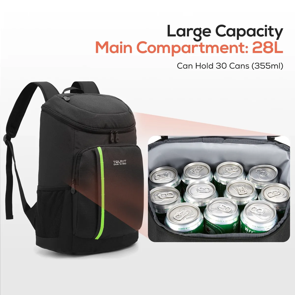 sac à dos isotherme tourit 30 litres pour bière, léger, imperméable, grand sac isotherme pour maintenir les aliments frais, sac à dos glacière, sac de plage