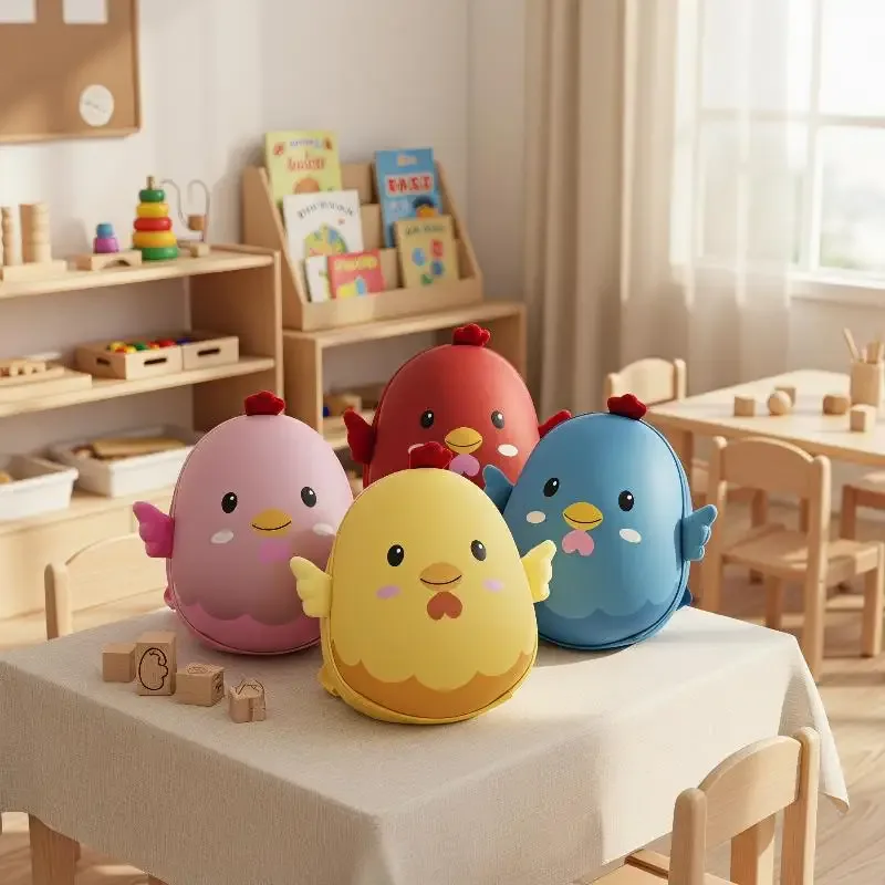 sac à dos pour enfants en forme de poulet de dessin animé, résistant à l'eau, à bretelles réglables, durable pour les enfants d'âge préscolaire, pour les trajets quotidiens à l'école