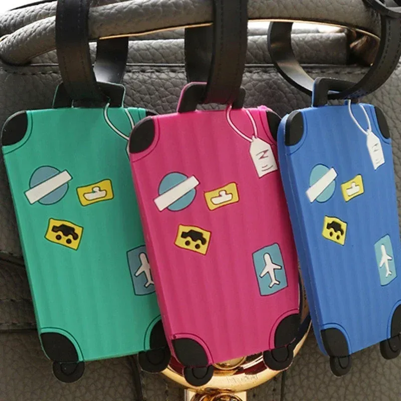 étiquettes de bagages en silicone, accessoires de voyage pour sacs, étiquette de bagage portable, style dessin animé pour filles et garçons, couverture de carte, nouvelle mode