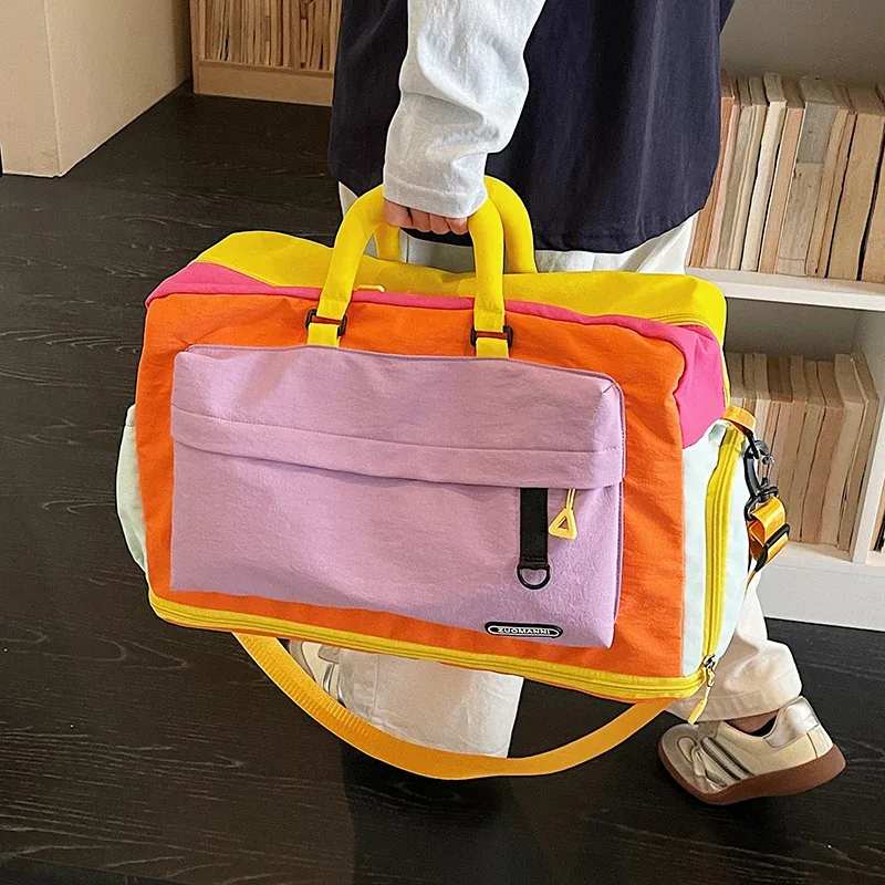 sac de voyage tendance couleur dopamine, sac de sport avec compartiment à chaussures, idéal pour le yoga, les courts séjours, la salle de sport, les escapades de week-end