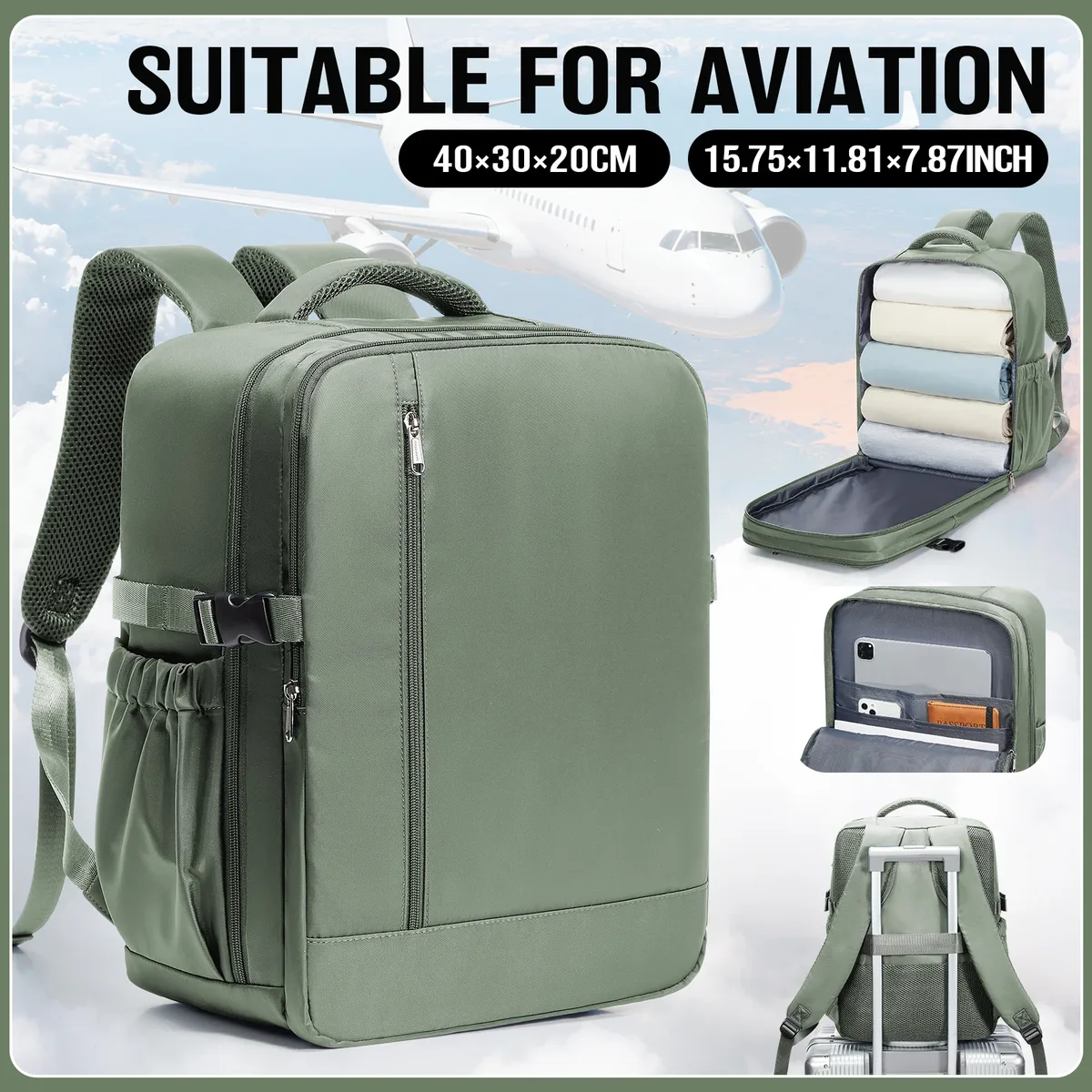 avion wizzair ryanair 40x30x20 sac à dos de voyage sac de cabine bagage à main sac à dos pour ordinateur portable sac à dos de direction d'affaires, sacs de voyage