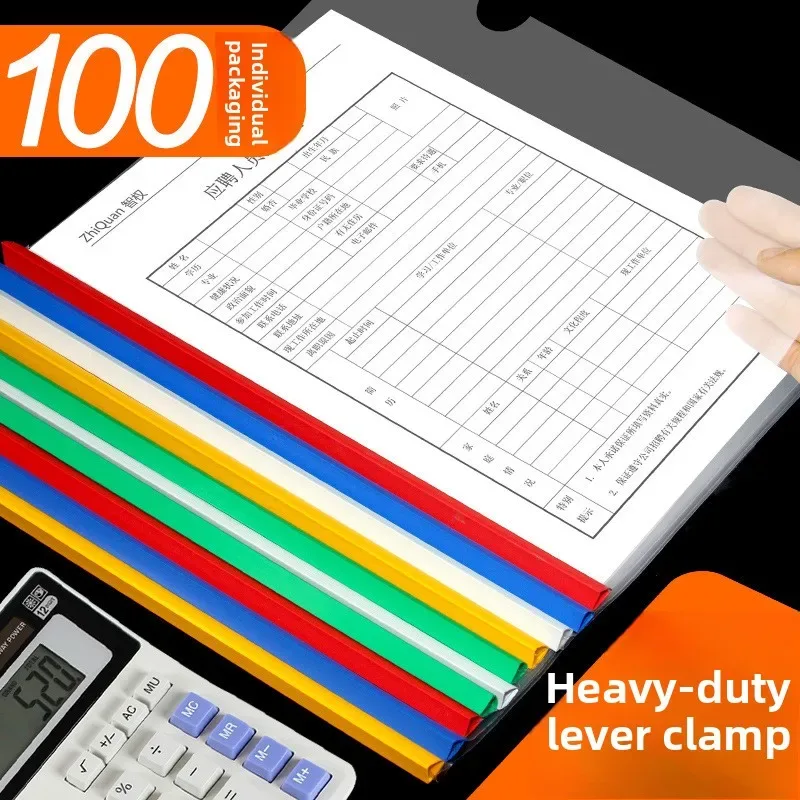 Porte-documents à levier long coloré en plastique avec barre de traction pour rapports et dossiers