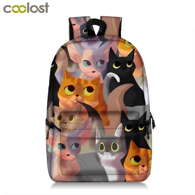 sac à dos imprimé chaton/chien, mignon, pour adolescent, garçon, fille, enfants, cartable pour voyage
