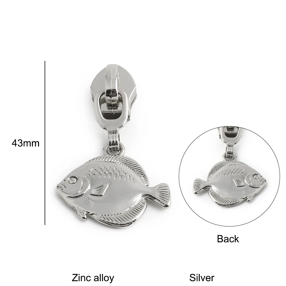 5/10/15/20pcs animaux marins # 5 têtes de fermeture éclair en nylon, curseurs de fermeture éclair pour la décoration de bagages, vestes et sacs à dos, accessoires diy