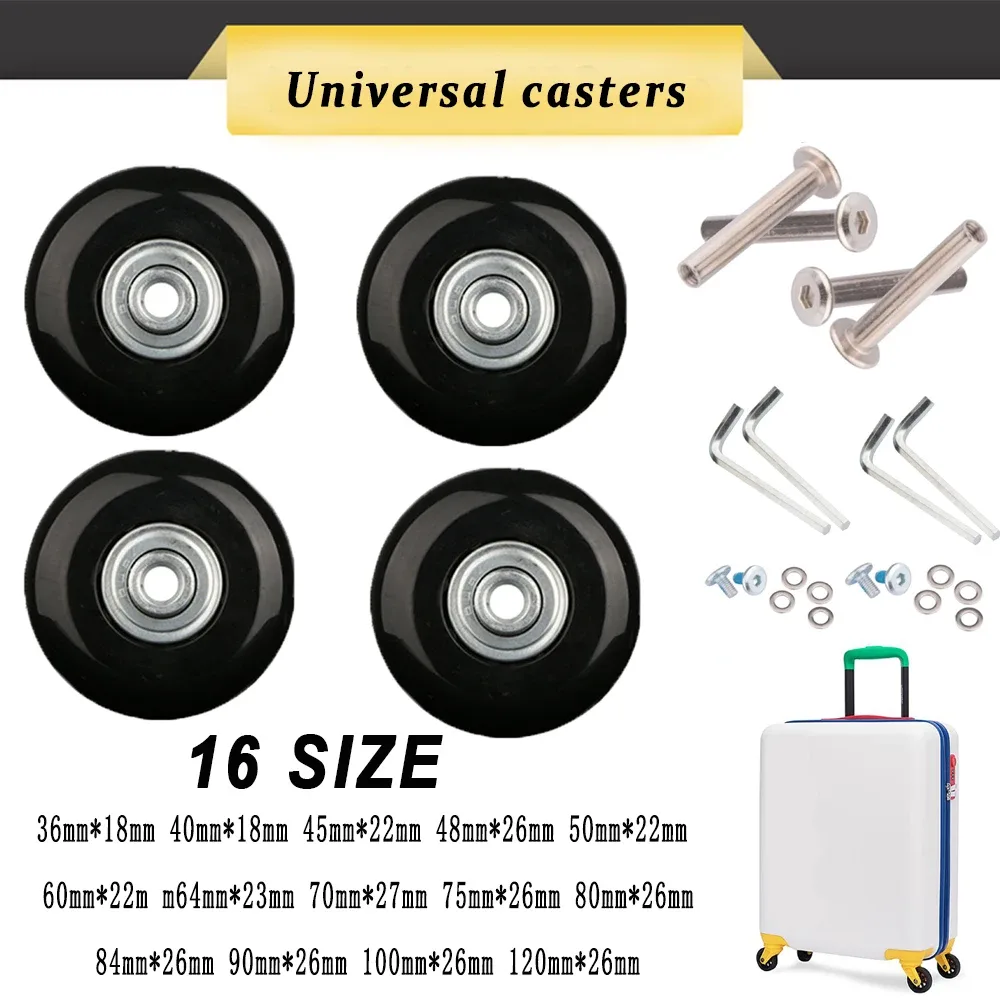 roues de remplacement à vis pour valise de voyage, kit de réparation d'essieu de roue 40/45/50/60/70/80/90/100/110/120mm, roulettes silencieuses