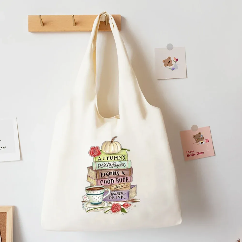 livres floraux imprimé sac à bandoulière livre de littérature fleur fourre-tout sacs illustration filles livre sac voyage harajuku toile sac à main