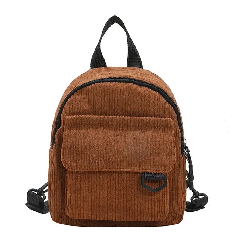 mini sac en velours côtelé brodé pour femmes, simple, couleur unie, mode filles, petit sac à dos de voyage en plein air pour dames