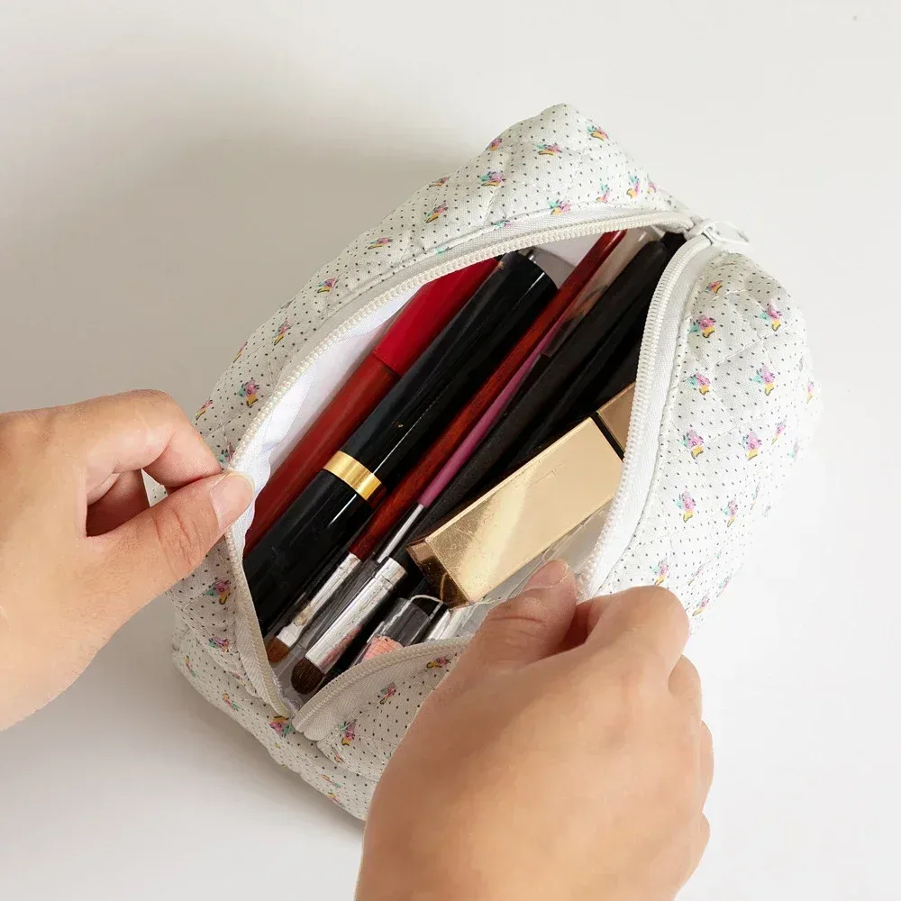 trousse de maquillage à imprimé floral pour femme, trousse de rangement pour rouge à lèvres, trousse à cosmétiques, trousse de beauté, trousse de voyage pour poudres de maquillage, trousse de toilette