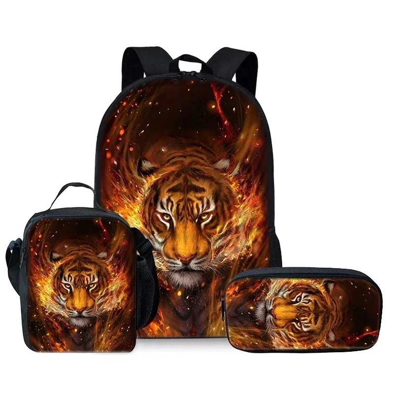 sac dos oxford université polyester tigres scènes naturelles noirs motifs couleur compartiment ordinateur portable bandoulière arquée fermeture éclair étanche voyage école
