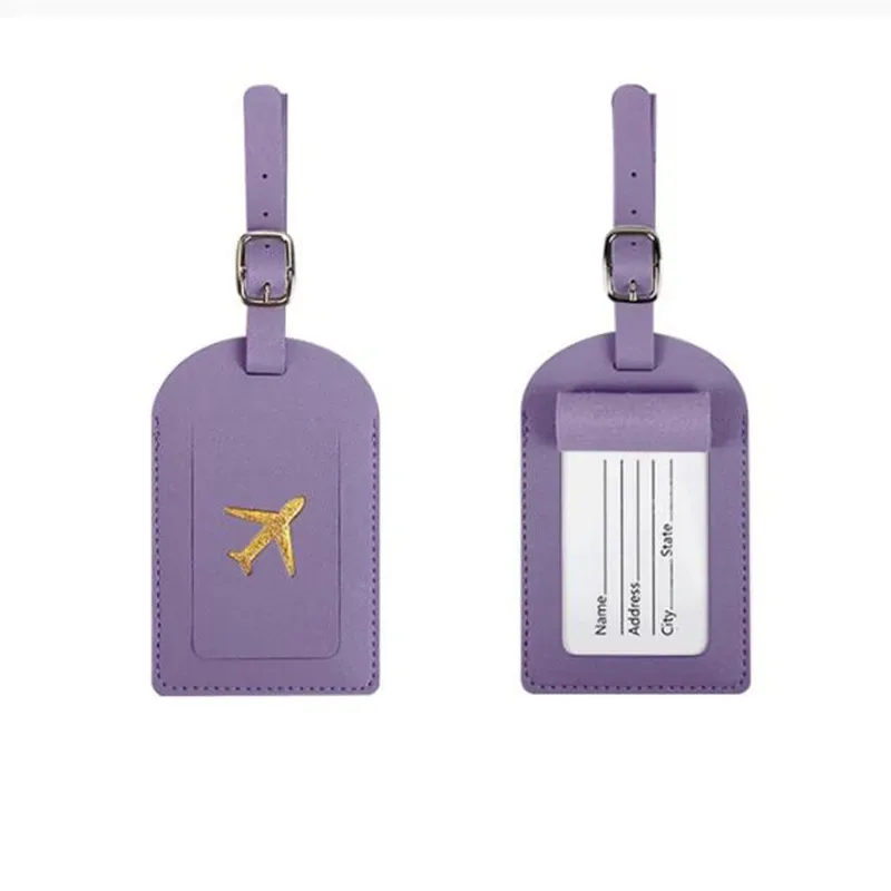 étiquette de bagage en cuir pu pour femmes et hommes, étiquette d'identification de valise, sac d'embarquement, nom, identification, porte-adresse, accessoires de voyage
