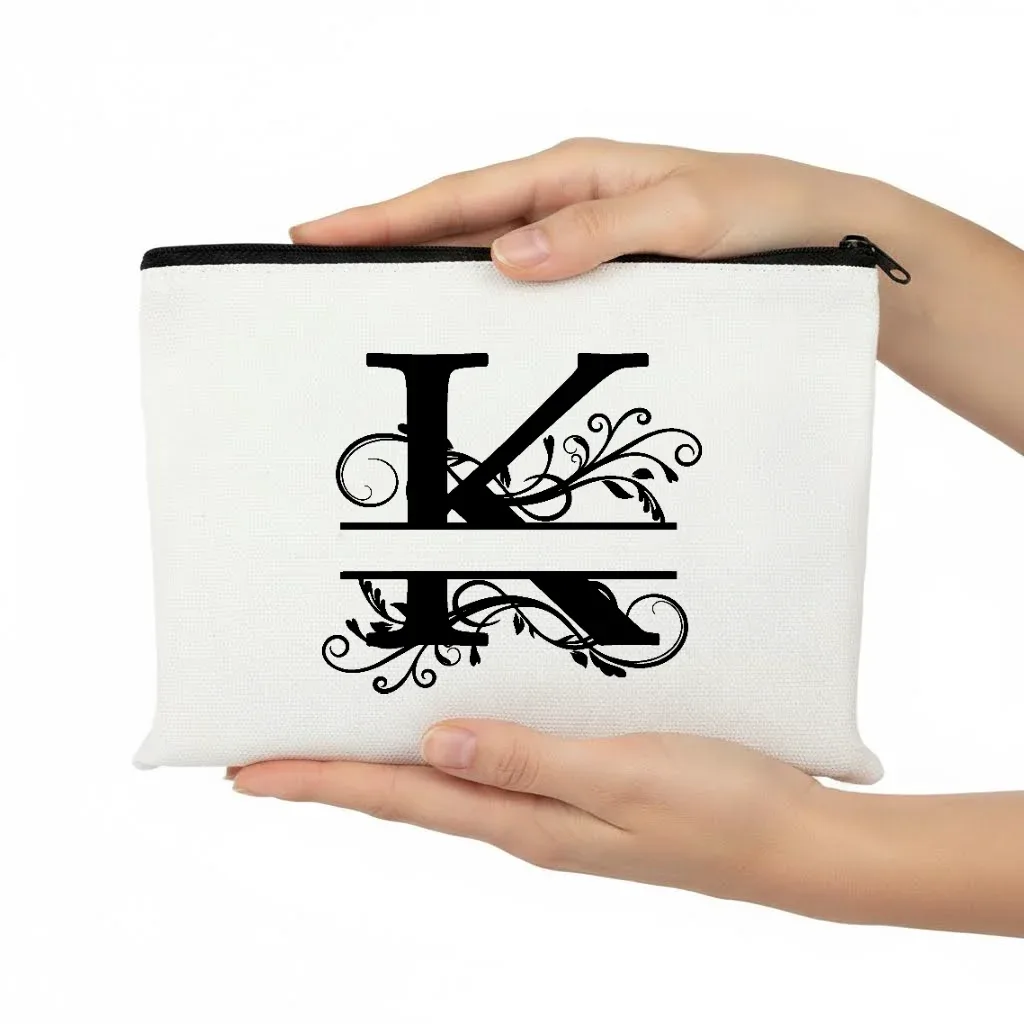 1pc trousse de maquillage personnalisable avec monogramme - pochette de voyage légère, pliable et durable avec fermeture éclair et impression de lettres personnalisées