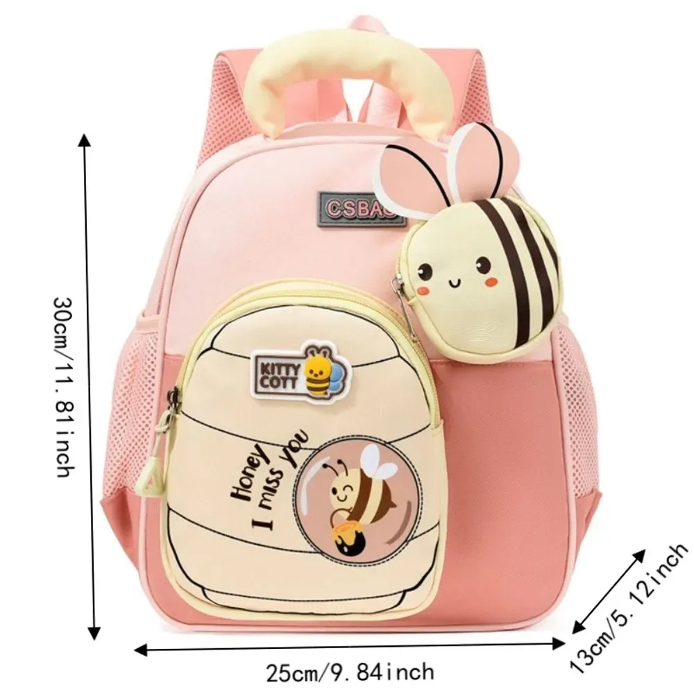 sac à dos pour enfants motif petite abeille de dessin animé, bretelles élargies, ergonomique, léger, soulage la charge, sac à dos pour la maternelle.