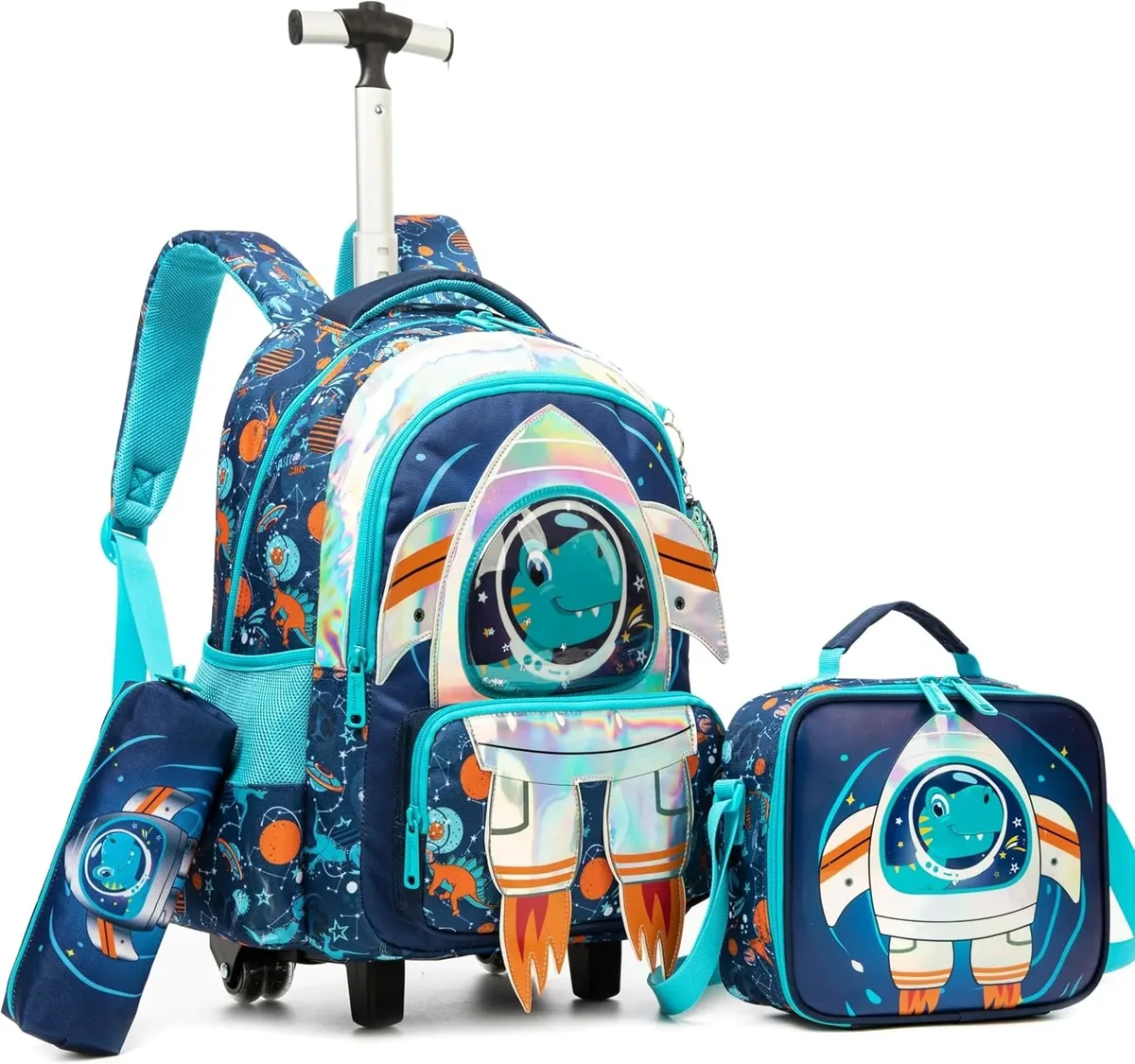 sac à dos roulant pour filles, valise de voyage pour enfants avec roulettes, bagage à main avec animaux mignons pour élèves du primaire, sac à roulettes pour enfants