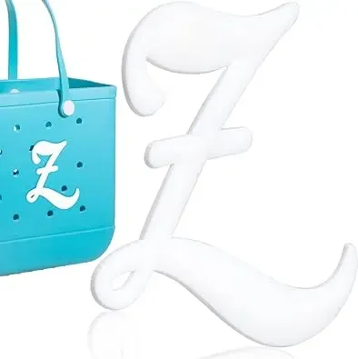 1pc lettre décorative pour sac à main, lettres de l'alphabet de couleur blanche accessoires de décoration lettres de l'alphabet 3d pour sac fourre-tout de plage