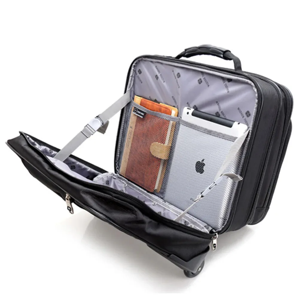 valise à roulettes pour ordinateur portable de 18 pouces en oxford imperméable, multi-poches, pour ordinateur portable, tablette, sac de transport, bagage de voyage
