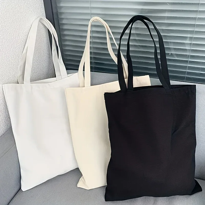 sac à bandoulière en toile de couleur unie pour femmes, simple et décontracté, grande capacité, pour le shopping et les voyages