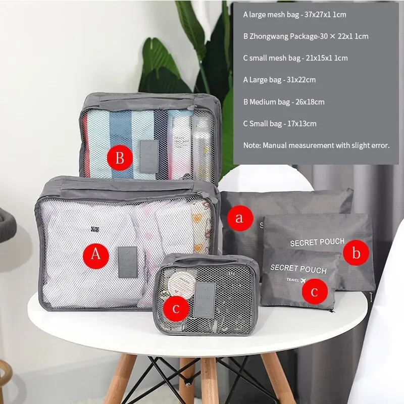 organisateur voyage sac compression vêtements chaussures pochette transparente gris noir bleu violet vert rose perforations ventilation emballage