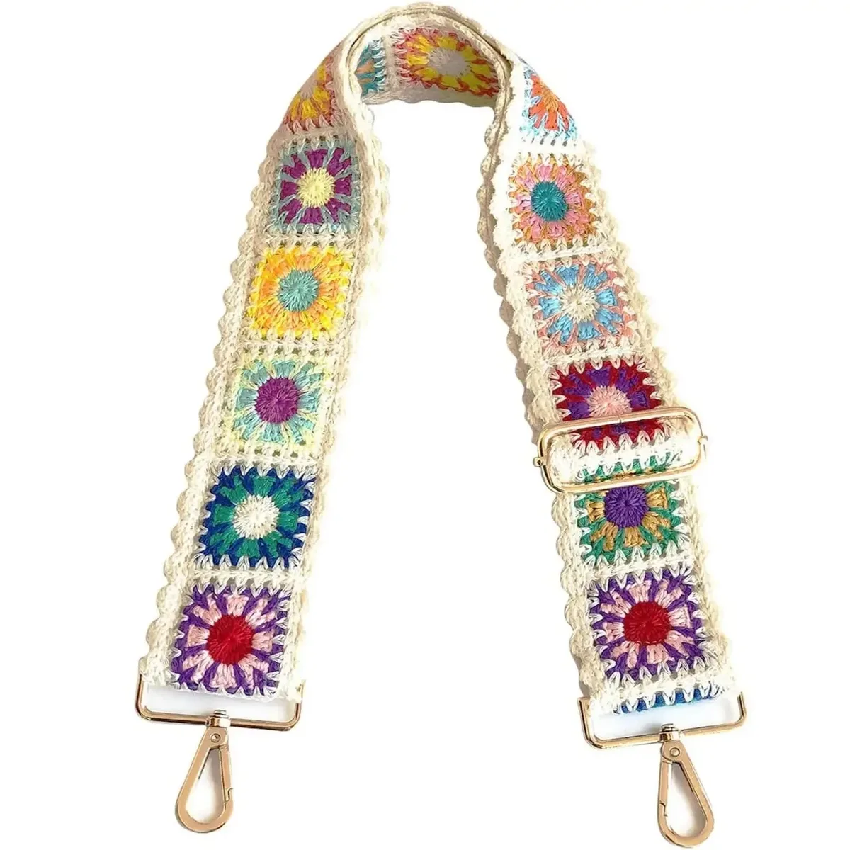 sangle de sac de 5 cm, sangle d'épaule florale au crochet, sangle de remplacement bohème pour sac, sangle large pour sac bandoulière, sangle de sac détachable