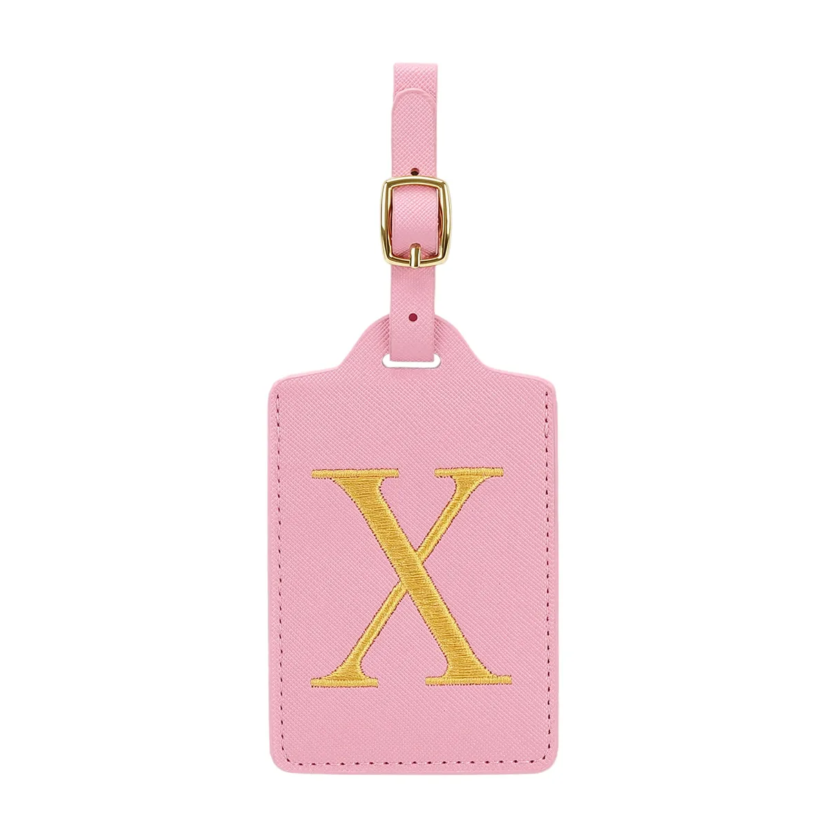 étiquettes de bagages miyin 26 lettres en cuir pu pour valises, protection de la vie privée, accessoires de voyage essentiels, rose