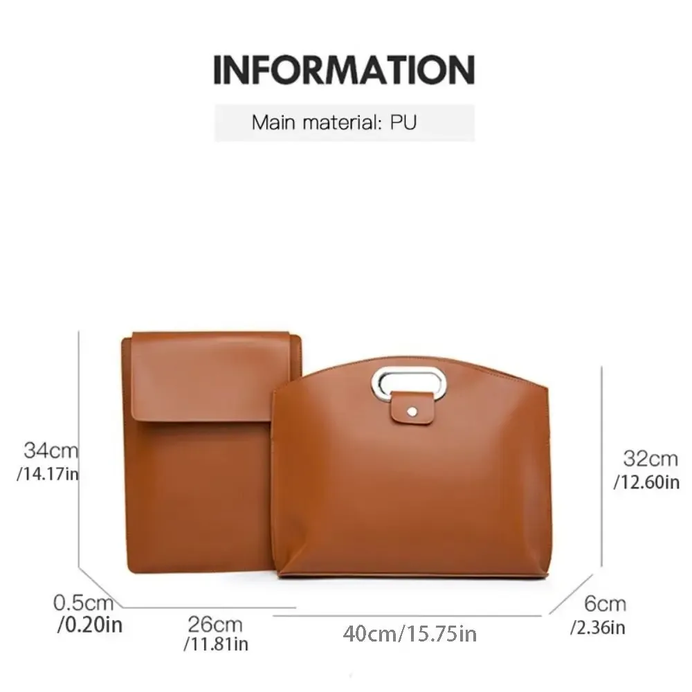 sac fourre-tout décontracté en pu pour documents de bureau, grande capacité, sacoche pour ordinateur portable, sac de classement, sac à main, couleur unie, pour filles
