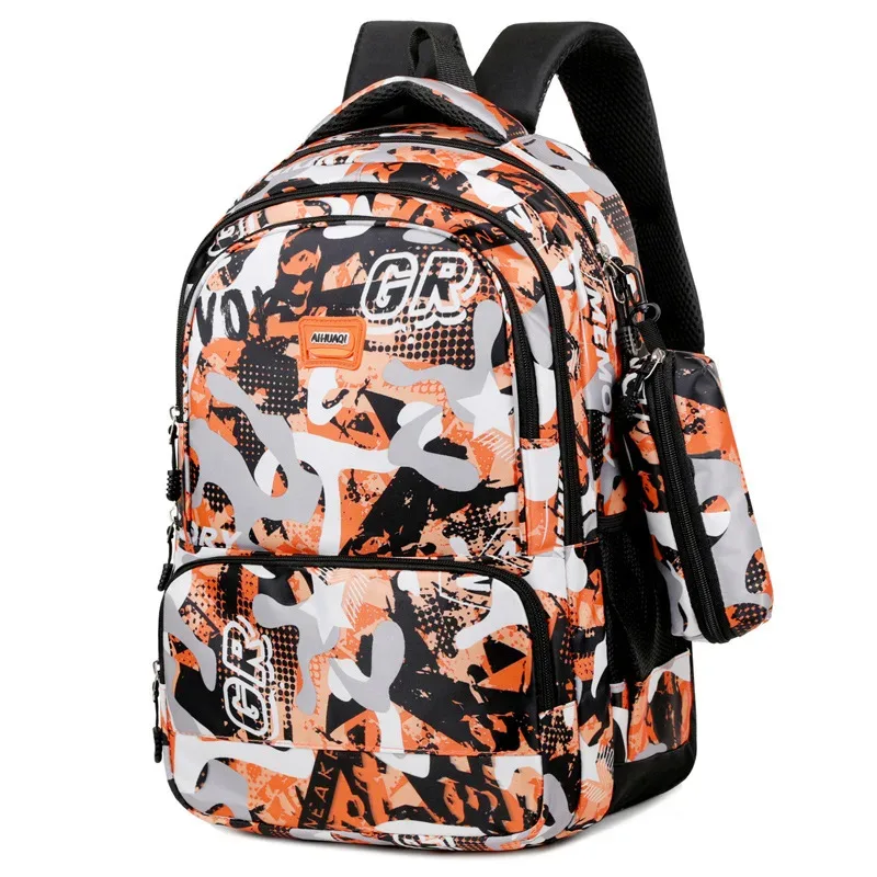 sac à dos imprimé camouflage grande capacité décontracté double sac à bandoulière pochette d'ordinateur pour hommes collège double sacs à bandoulière