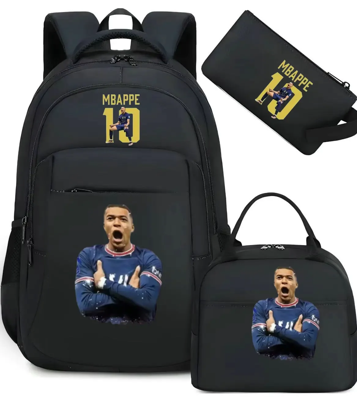 sac à dos m-mbappe camouflage 3 pièces, sacs d'école pour ordinateur portable, pour garçons et filles, sacs de voyage décontractés pour femmes et hommes, mochila