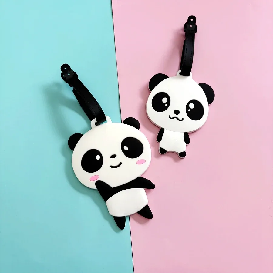 étiquette de bagage panda mignon, 1 pièce/2 pièces, pour voyage d'affaires, aéroport, sac à dos, anti-perte, étiquette d'identification, pendentif, signe de nom de travail