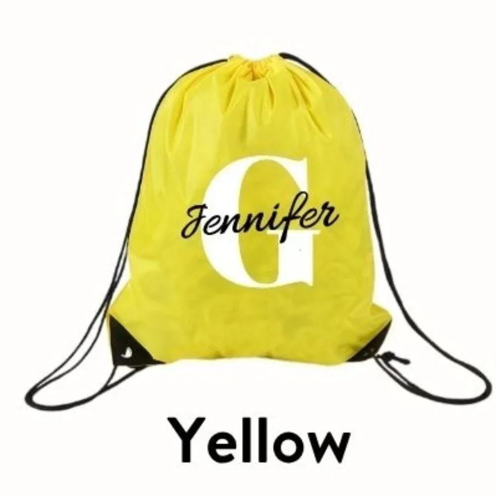 sac à dos à cordon personnalisé avec nom, sac de sport personnalisé avec fond renforcé, cordon de serrage pour le sport, les voyages, l'école, cadeau d'anniversaire