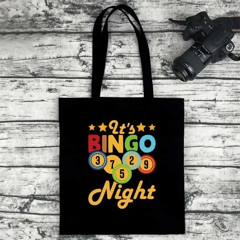 sac fourre-tout de nuit de bingo coloré et élégant, grande capacité, thème de bingo ludique, parfait pour les fêtes, les voyages et le shopping, cadeau de bingo