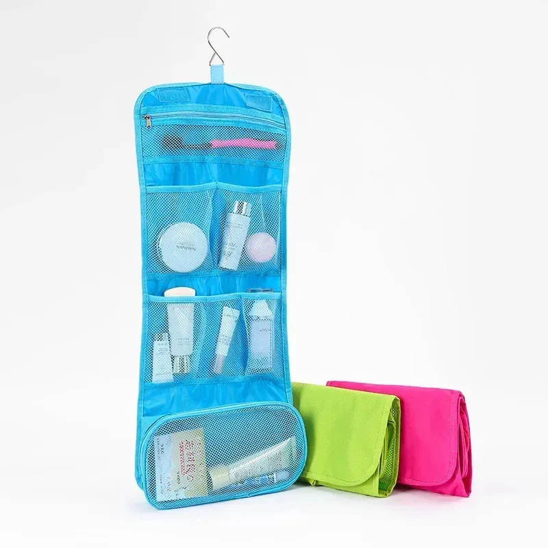 sac de rangement suspendu pliable, portable, étanche, trousse de maquillage cosmétique, rangement, trousse de toilette de voyage, accessoires de salle de bains de lavage