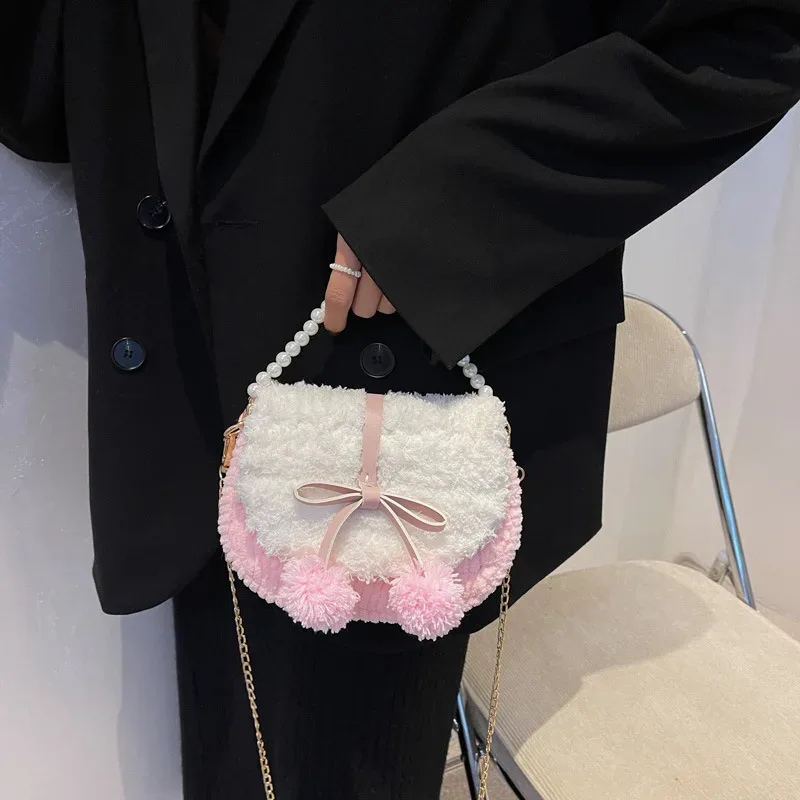 kit de sac à bandoulière en fil de maille, kit de sac cousu à la main, facile à utiliser pour débutant, cadeau artisanal pour petite amie