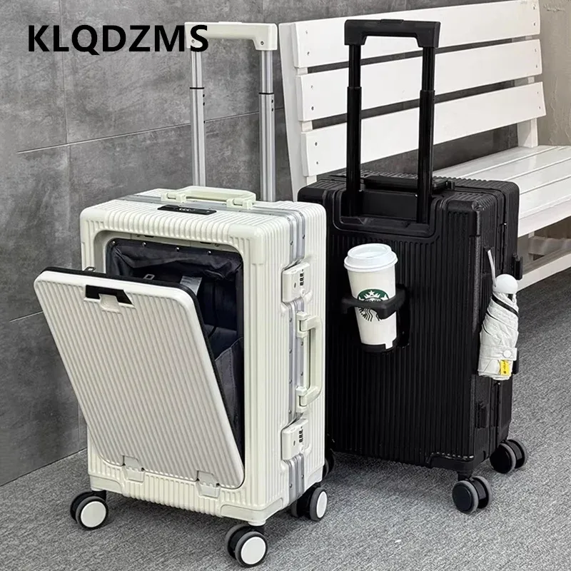 klqdzms bagage multifonctionnel à ouverture frontale 18"20"24 pouces, cadre en aluminium, bagage de cabine durable, valise portable pour ordinateur portable