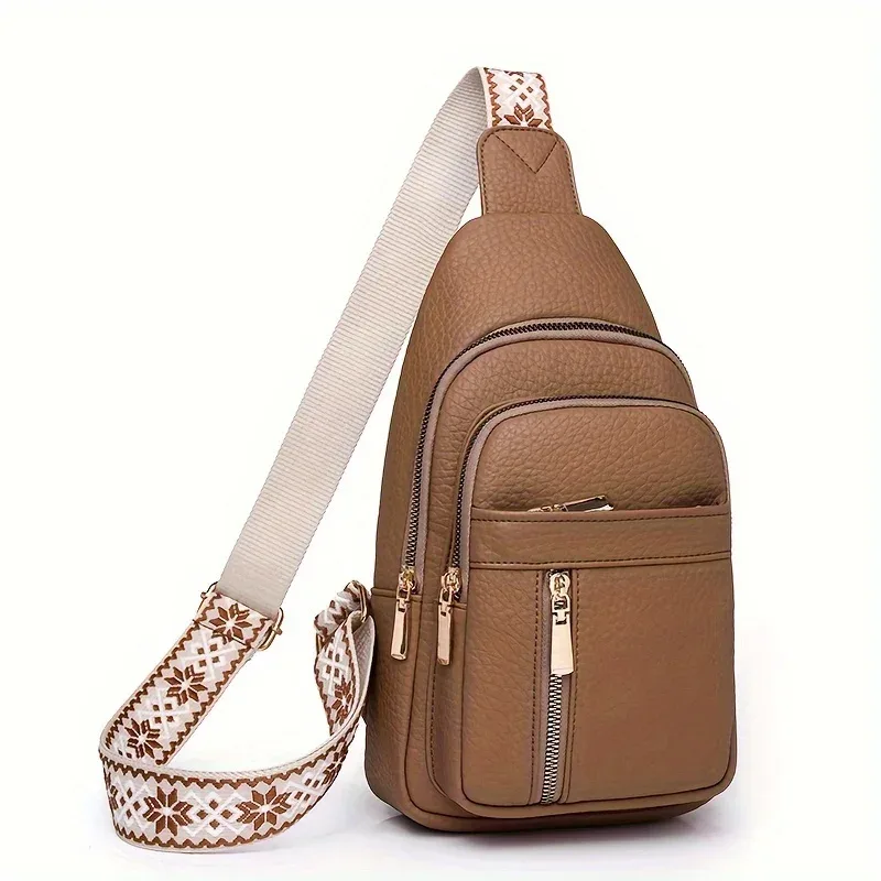 sac à bandoulière rétro chic en cuir pu souple, multifonctionnel, plusieurs poches à fermeture éclair, polyvalent pour les loisirs et le dehors
