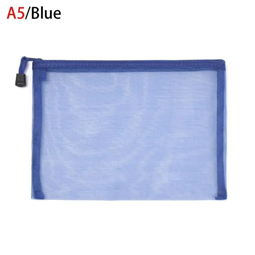 1 pièce trousse de rangement en nylon couleur unie, transparente à grille, avec fermeture éclair, pour papeterie, maquillage, monnaie, cosmétiques et stylos