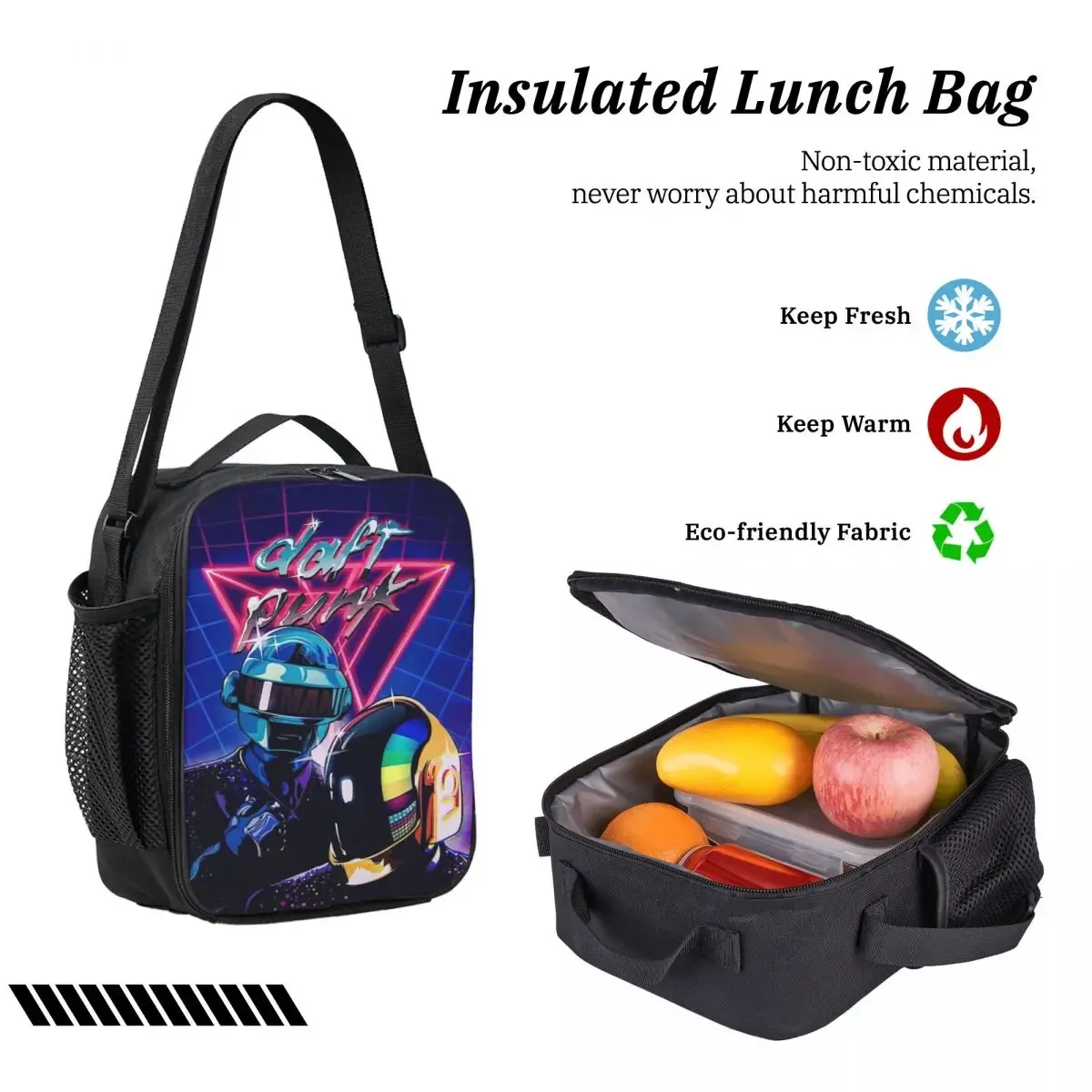 sac dos polyester oxford université motif dessin animé daft punk néon bleu nuit trousse sacs assortis poches latérales fermeture glissière