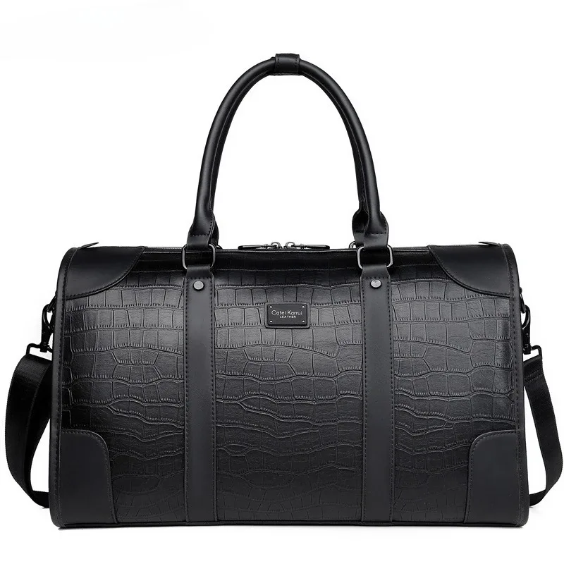 sac à main de mode pour hommes, fourre-tout de voyage d'affaires, sac de bagages de luxe en cuir pu alligator avec bandoulière, sacs à bandoulière