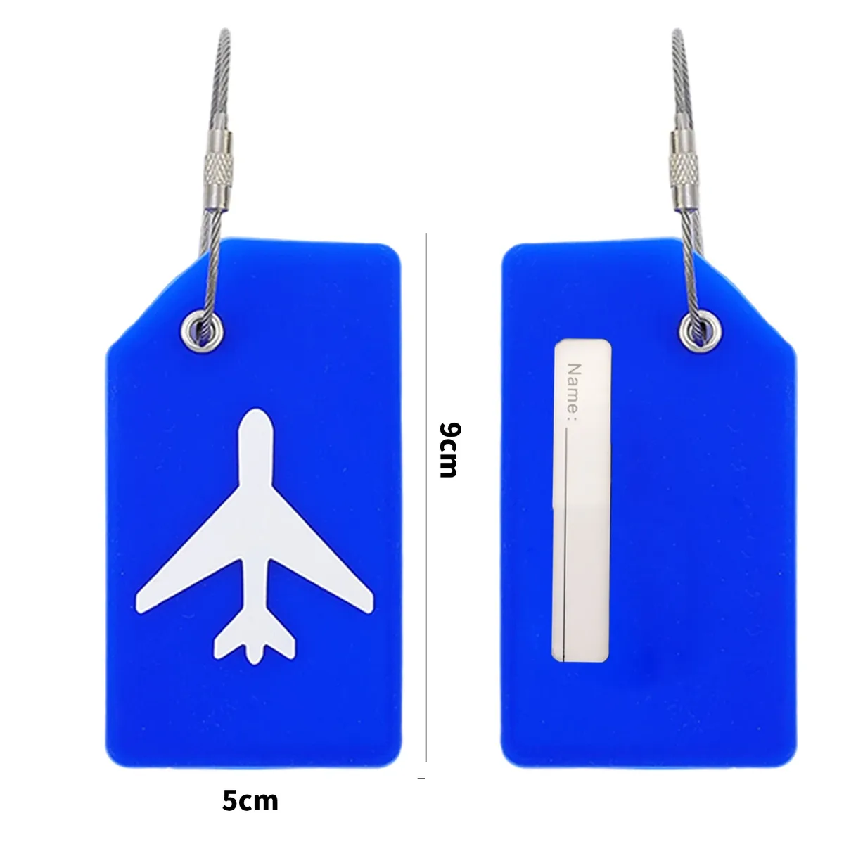 étiquettes de bagages en silicone pour valises, accessoires de voyage, porte-carte d'identité, boucle en acier inoxydable, identifiant de bagages, 1/5 pièces