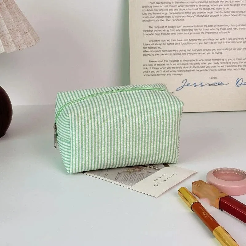 sacs cosmétiques rayés tendance pour femmes, sacs de rangement pour maquillage, sacs de voyage avec fermeture éclair pour femmes