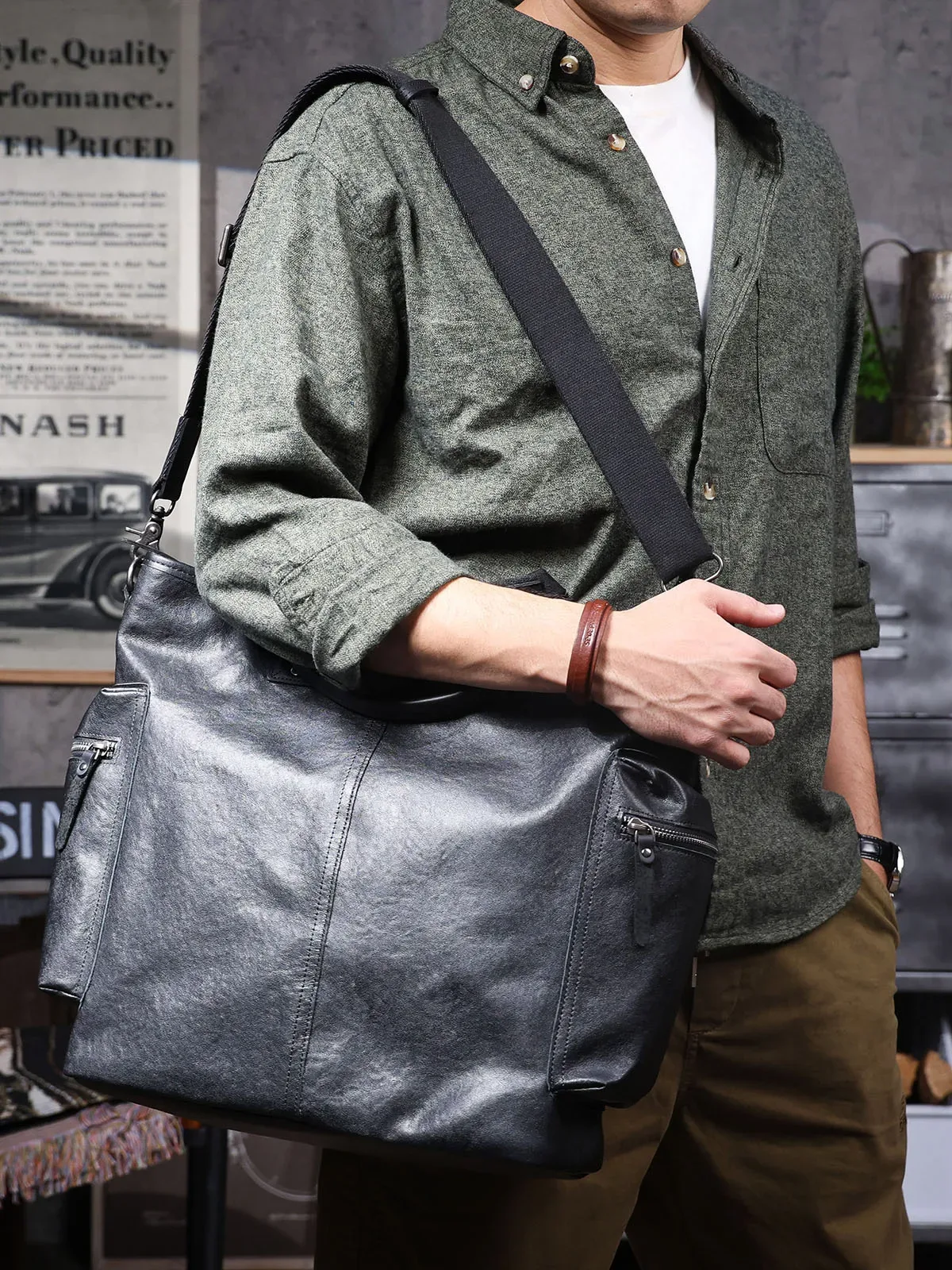 pndme designers fait à la main en cuir de vachette tanné végétal hommes porte-documents noir en cuir véritable femmes grande capacité sac à main pour ordinateur portable