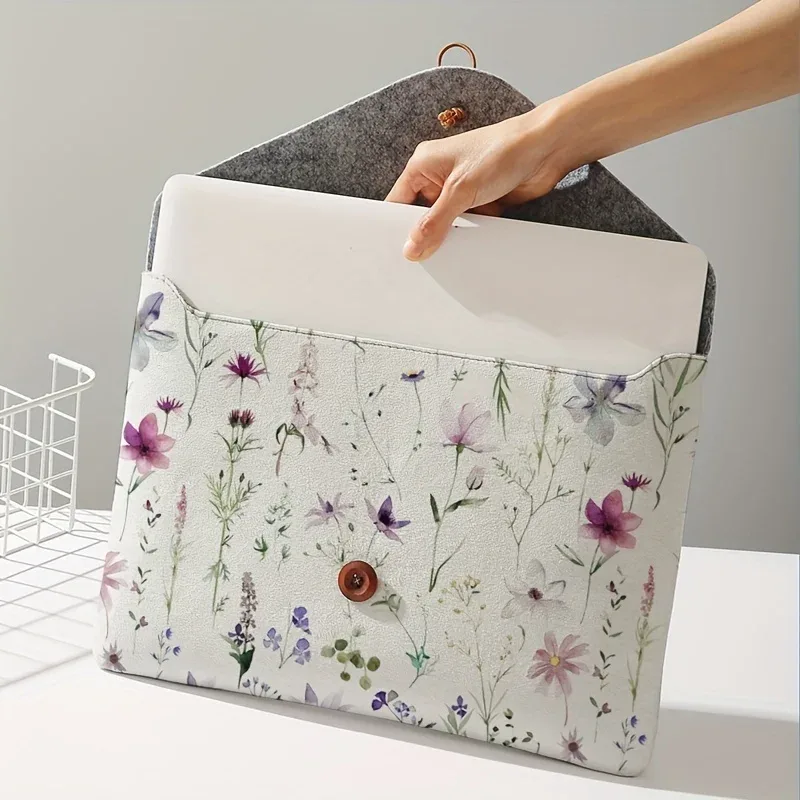 sac pour ordinateur portable à motif imprimé floral avec housse en tissu souple pour ordinateur portable, adapté au rangement à couverture souple pour ordinateur portable et au sac de rangement pour tablette