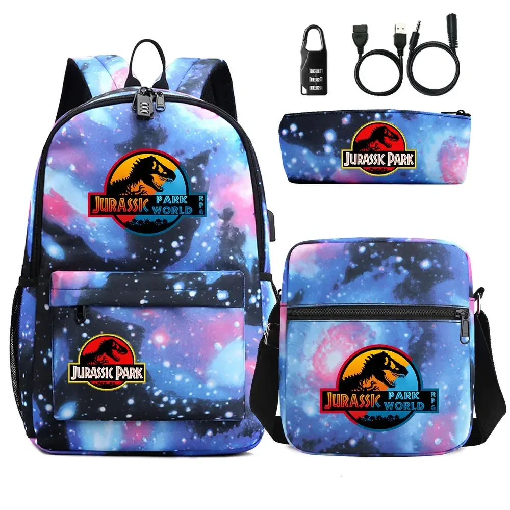sac dos tissu oxford unisexe noir logo jurassic world bandoulière arquée compartiment intérieur style dessin animé usage voyage