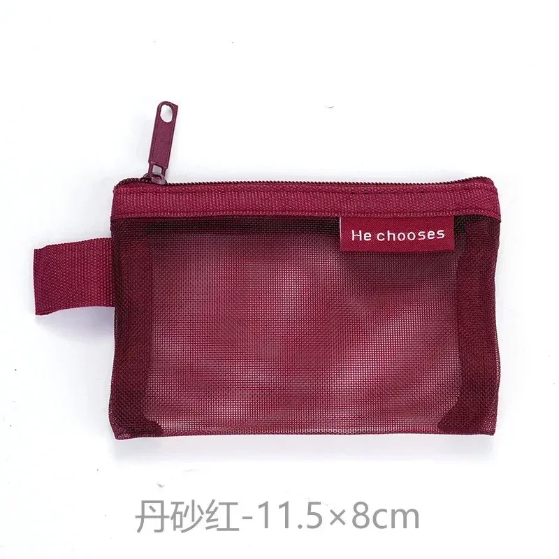 petit sac carré de couleur unie pour pièces de monnaie, maille en nylon, rouge à lèvres, clé, écouteurs, support organisateur, bus, banque, carte d'identité, cartes de crédit, pochette de rangement